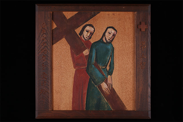 キレネのシモンは十字架を担うのを助ける